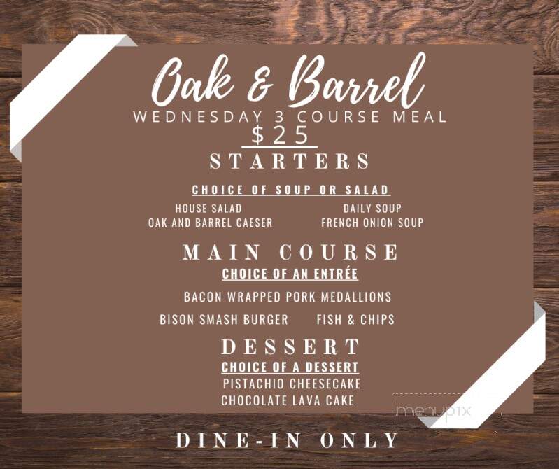 Oak and Barrel - Monticello, IN menu_pic