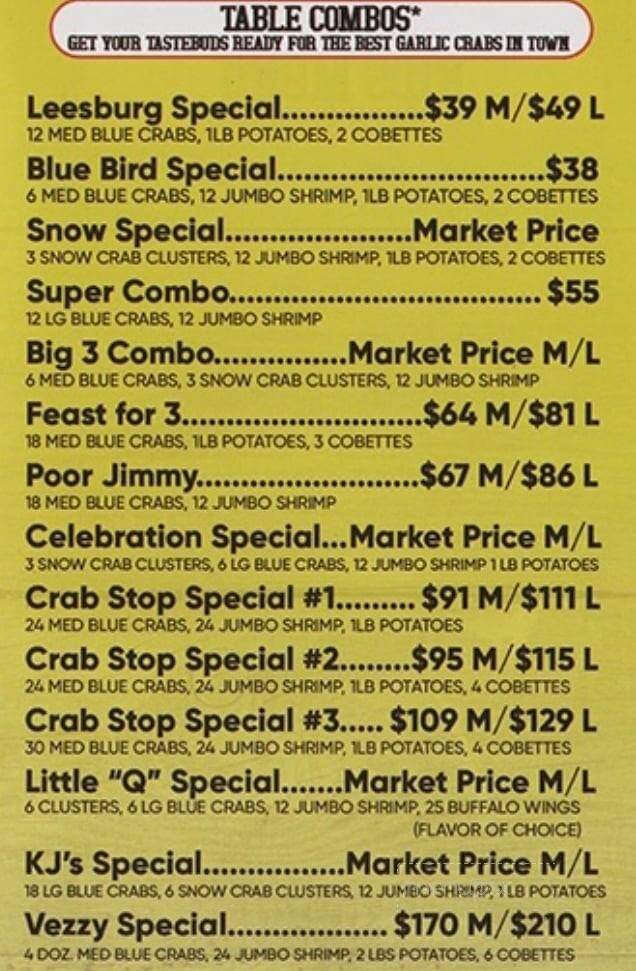 The Crab Stop - Leesburg, FL menu_pic