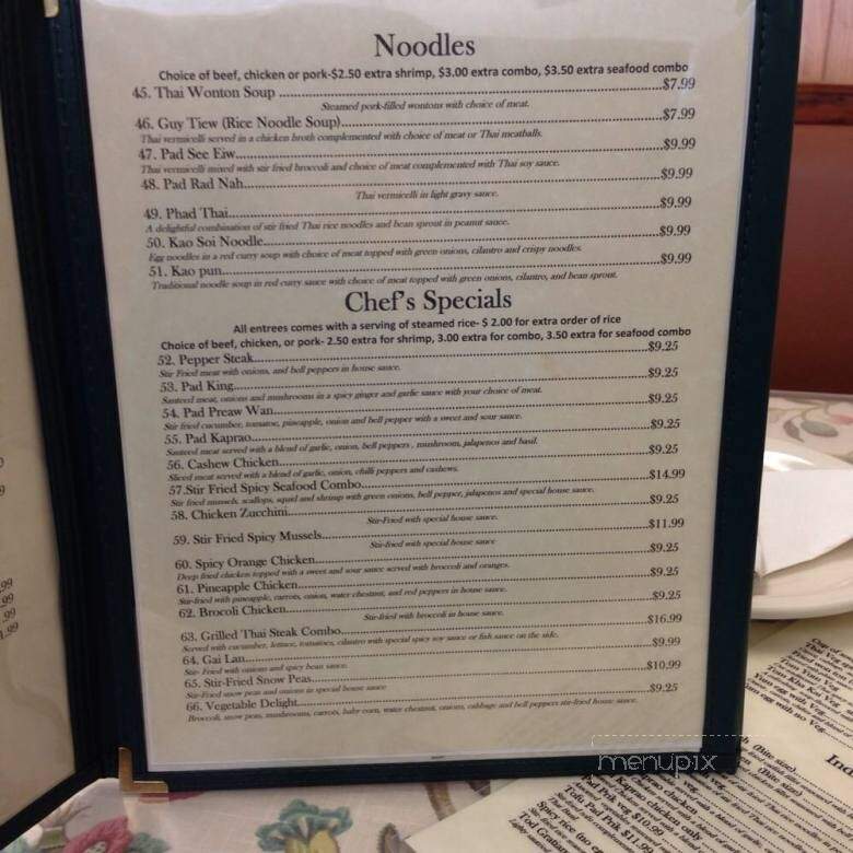 The Emerald Thai Restaurant - Lakeland, TN menu_pic