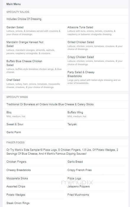Mark's Pizzeria - Geneva, NY menu_pic