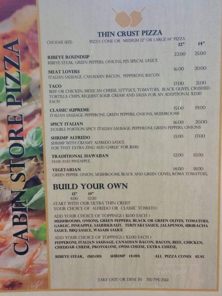 PJ's Cabin Store - Barnes, WI menu_pic