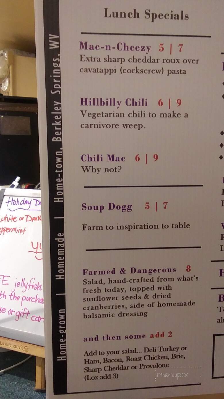 Fairfax Coffee House - Berkeley Springs, WV menu_pic