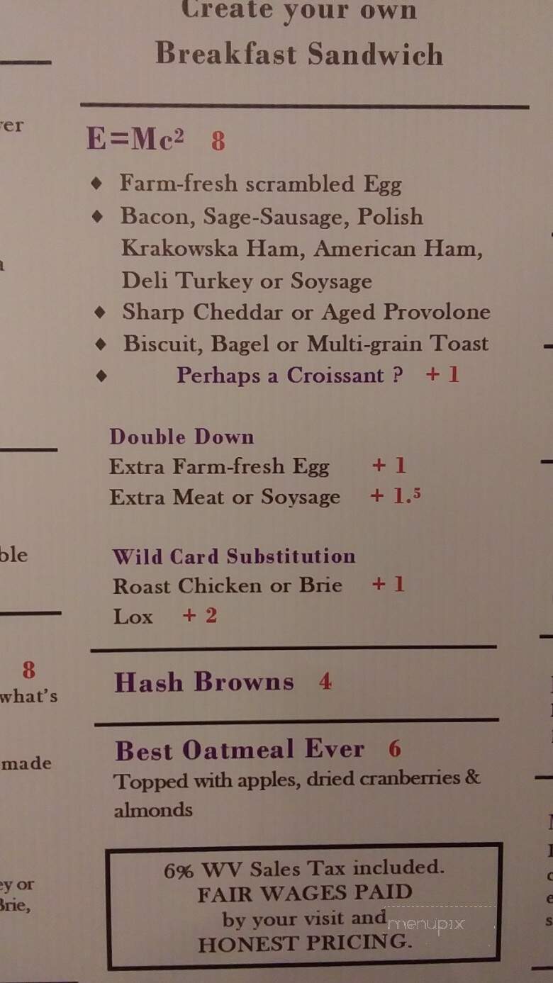 Fairfax Coffee House - Berkeley Springs, WV menu_pic