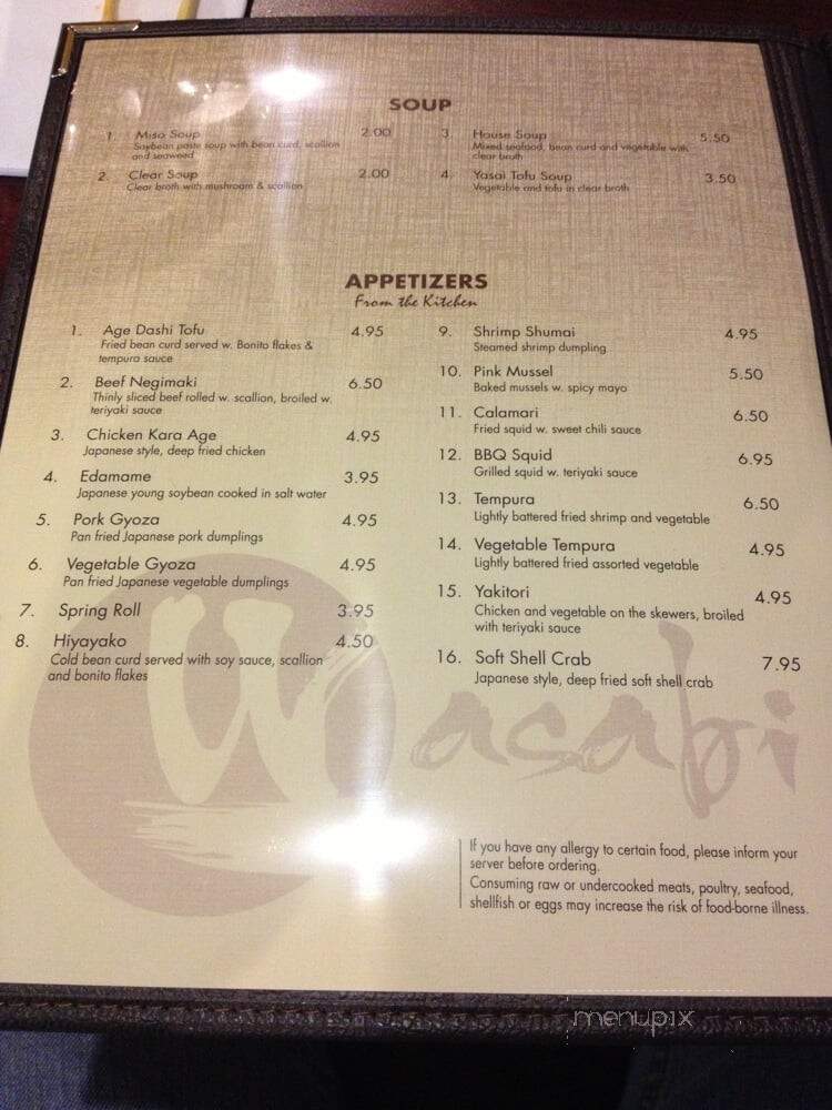 Wasabi Japanese Sushi & Cuisine - Jacksonville, NC menu_pic