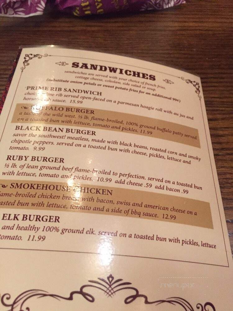 Red Garter Saloon - Keystone, SD menu_pic