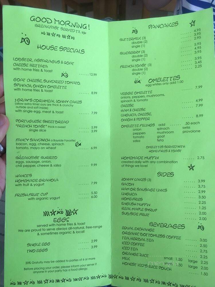 Bayside Restaurant - Westport, MA menu_pic