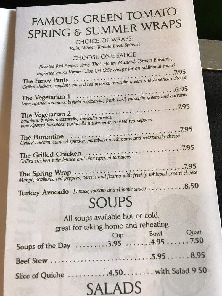 The Green Tomato Kitchen - Reading, MA menu_pic