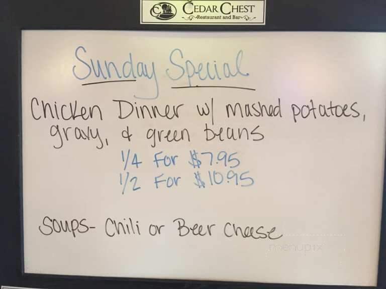 Cedar Chest - Crosslake, MN menu_pic