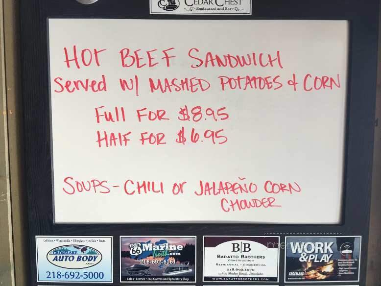 Cedar Chest - Crosslake, MN menu_pic