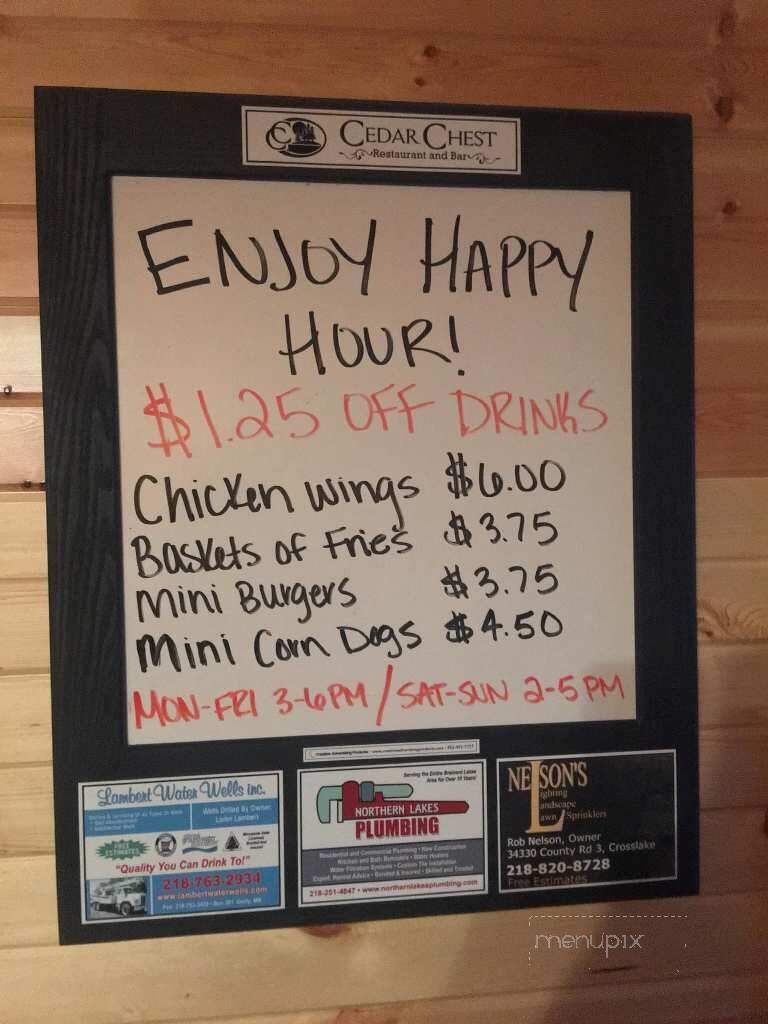 Cedar Chest - Crosslake, MN menu_pic