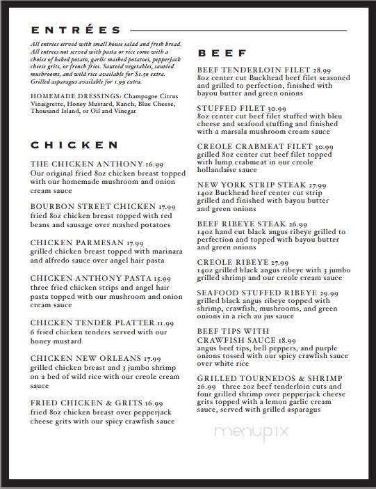Anthony's - West Point, MS menu_pic