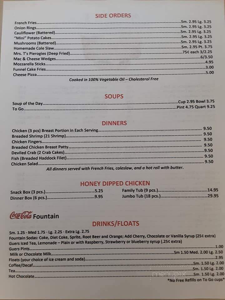 Danny's Drive-In - Ashland, PA menu_pic