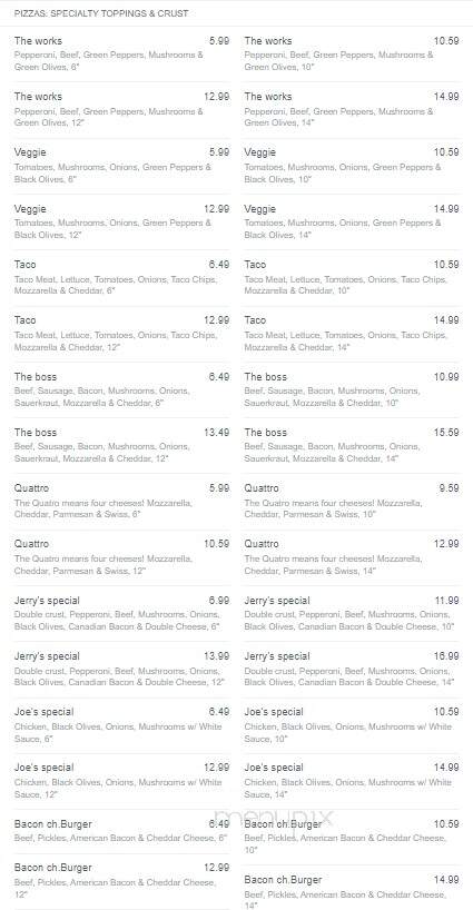 Pizza Pub - Ashland, WI menu_pic