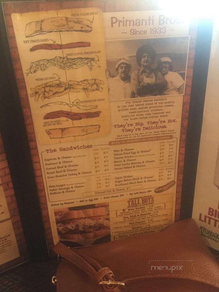 Primanti Brothers - Altoona, PA menu_pic
