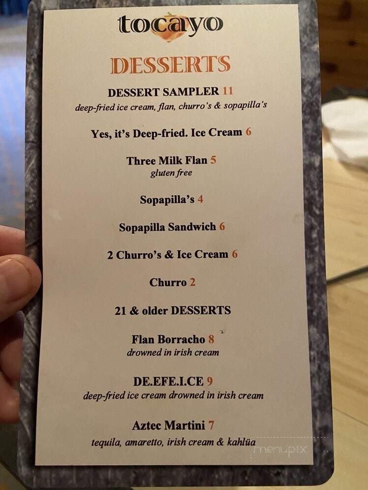 Tocayo - Pueblo West, CO menu_pic
