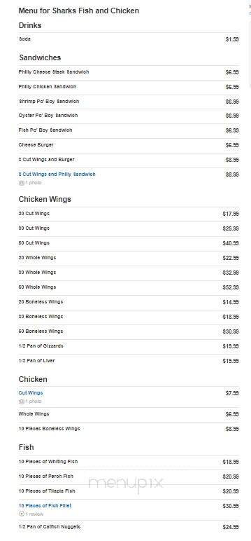 Sharks Fish and Chicken - Tuscaloosa, AL menu_pic