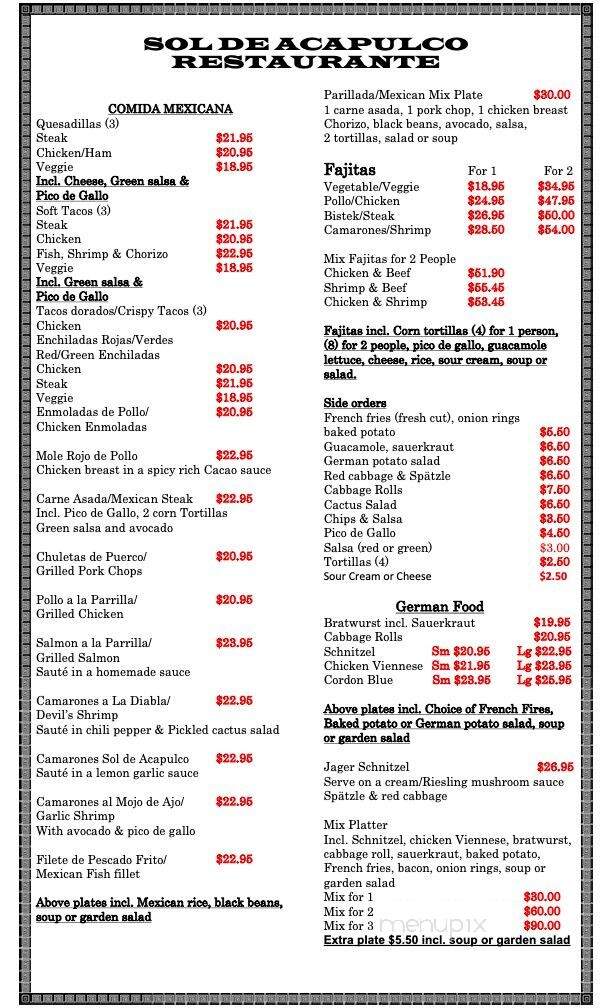 Sol de Acapulco - Ingleside, ON menu_pic