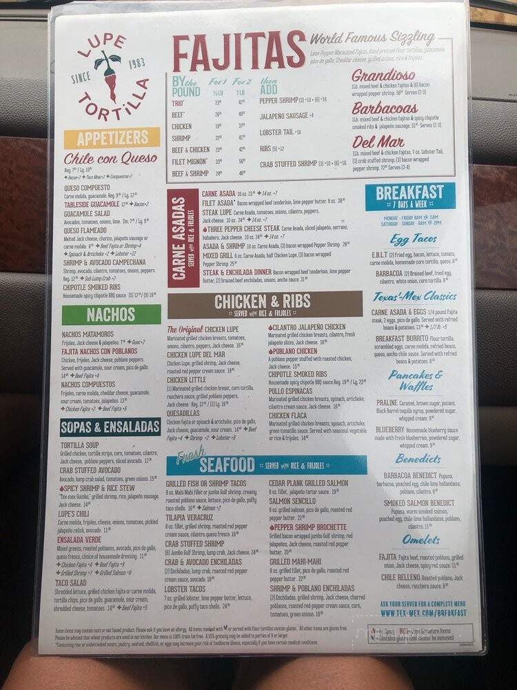 Lupe Tortilla - Allen, TX menu_pic