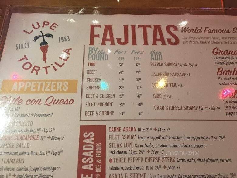 Lupe Tortilla - Allen, TX menu_pic