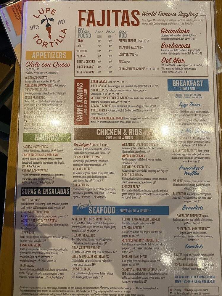Lupe Tortilla - Allen, TX menu_pic