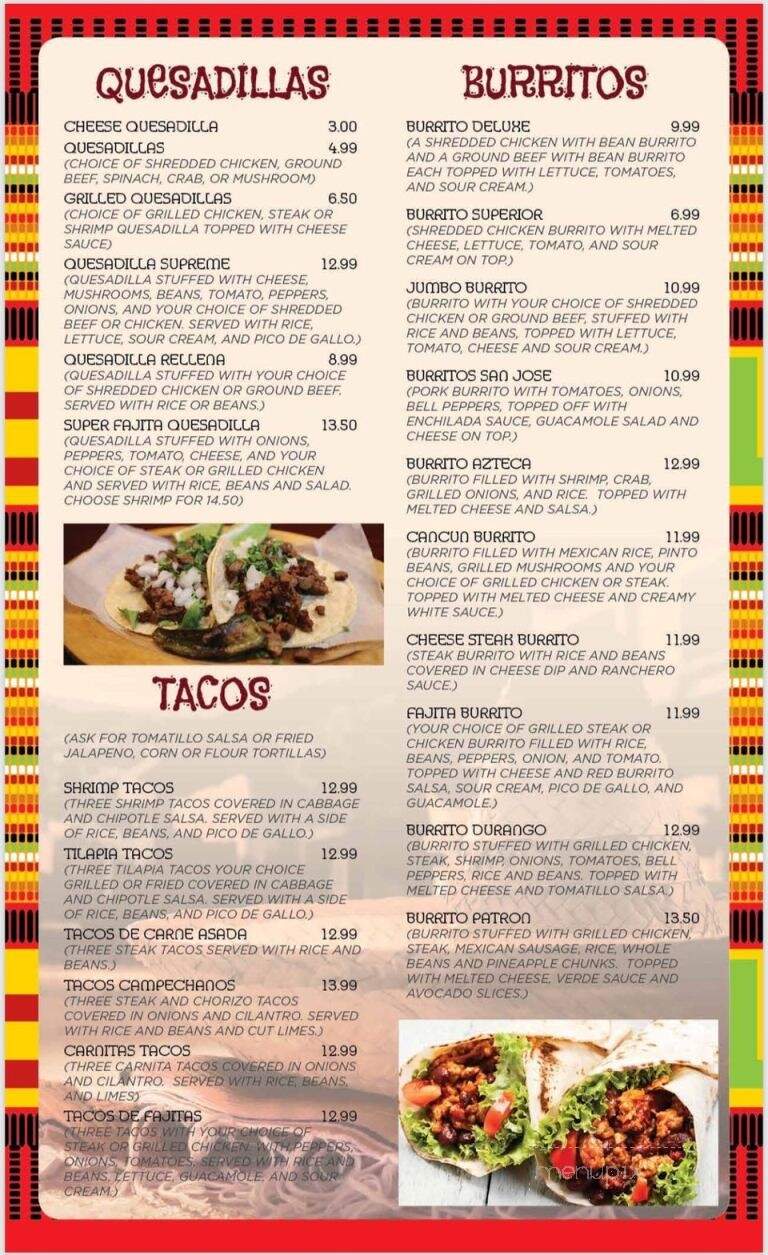 El Paso Mexican Grill - Shreveport, LA menu_pic