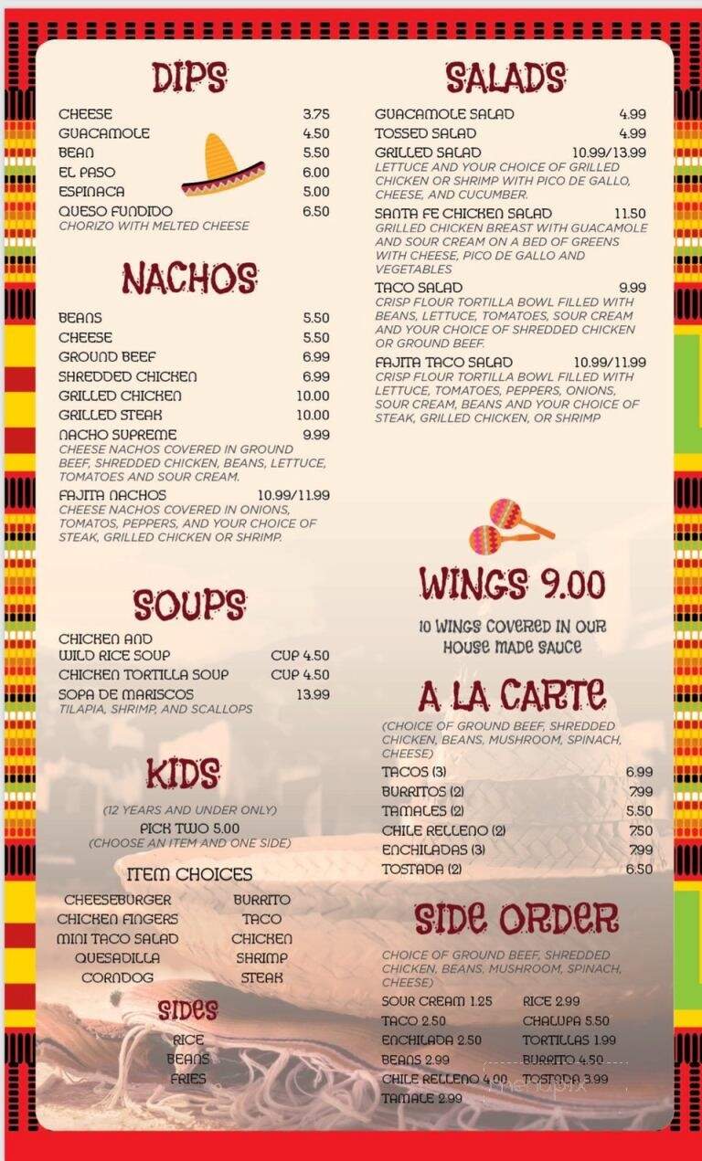 El Paso Mexican Grill - Shreveport, LA menu_pic