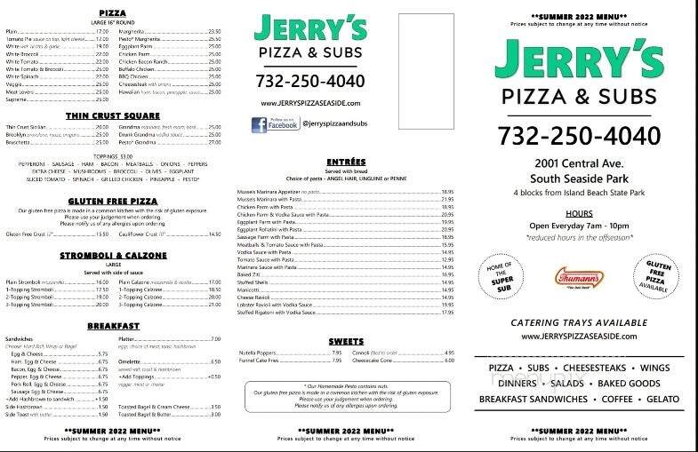 Jerry's Deli & Pizza - South Seaside Park, NJ menu_pic