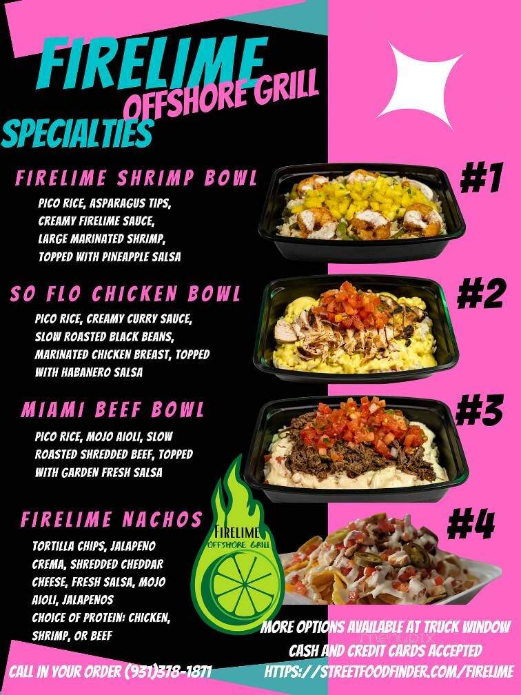 Firelime Offshore Grill - Clarksville, TN menu_pic