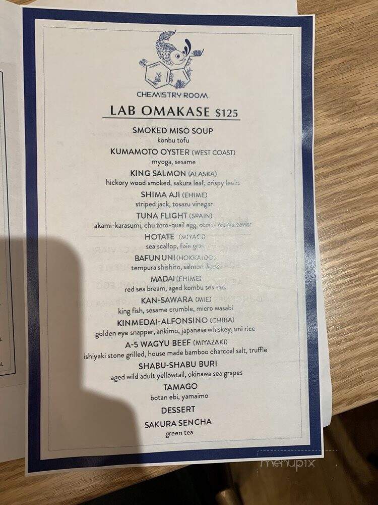 The Chemistry Room - New York, NY menu_pic