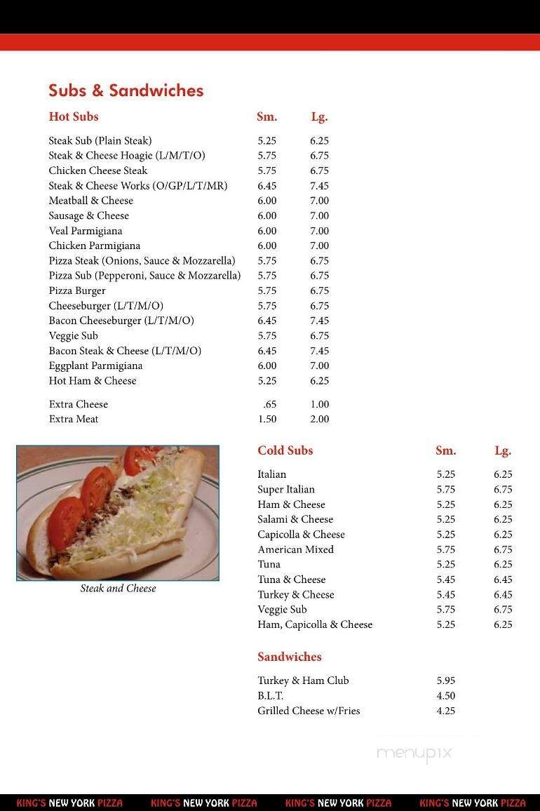 King's New York Pizza - Waynesboro, PA menu_pic
