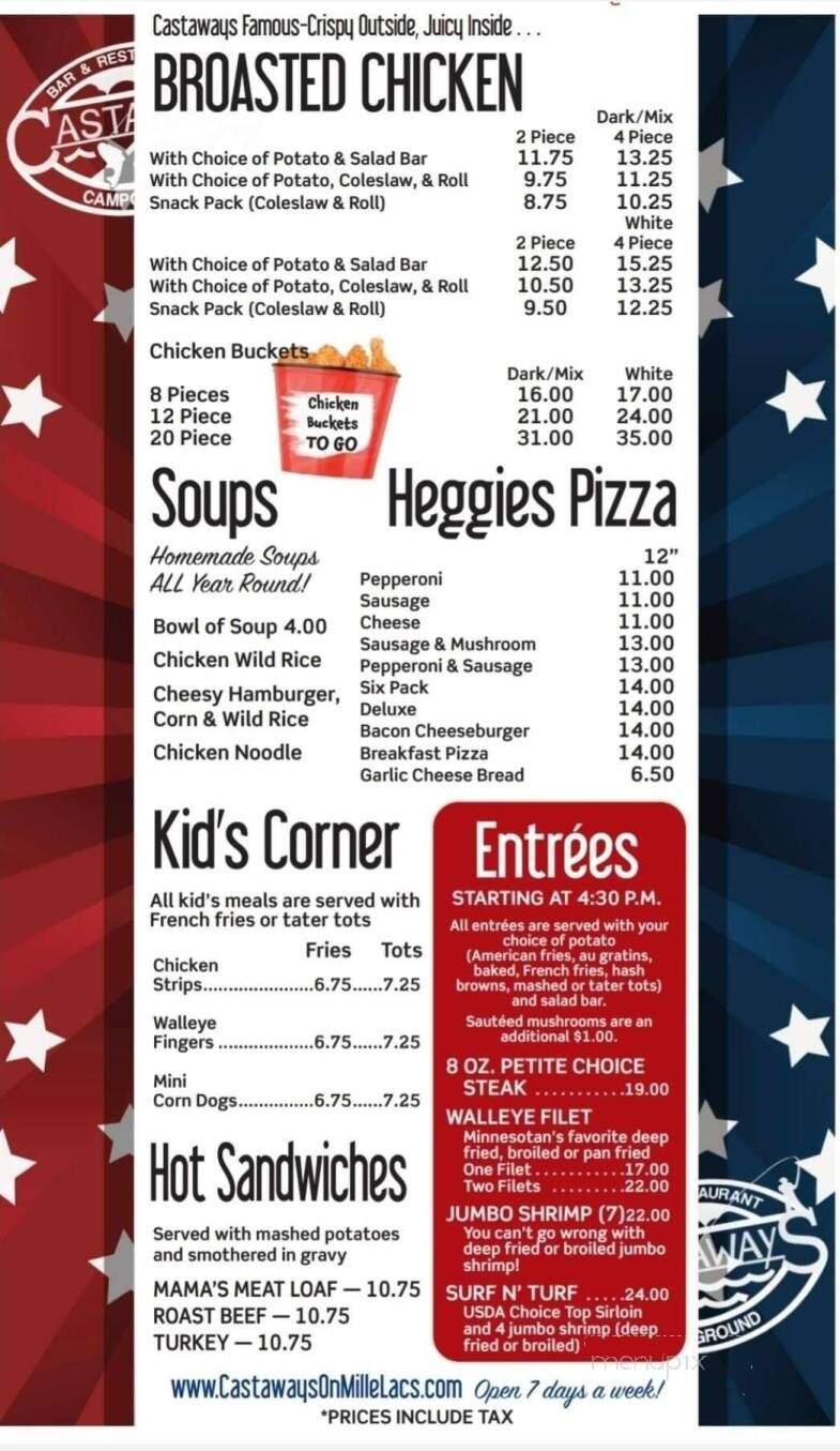 Castaway's - Isle, MN menu_pic