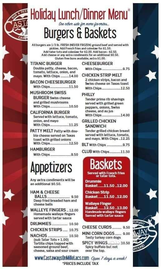 Castaway's - Isle, MN menu_pic