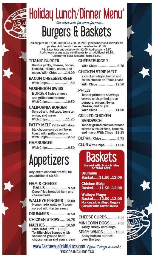 Castaway's - Isle, MN menu_pic