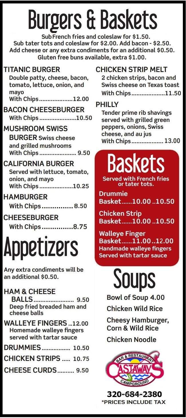 Castaway's - Isle, MN menu_pic
