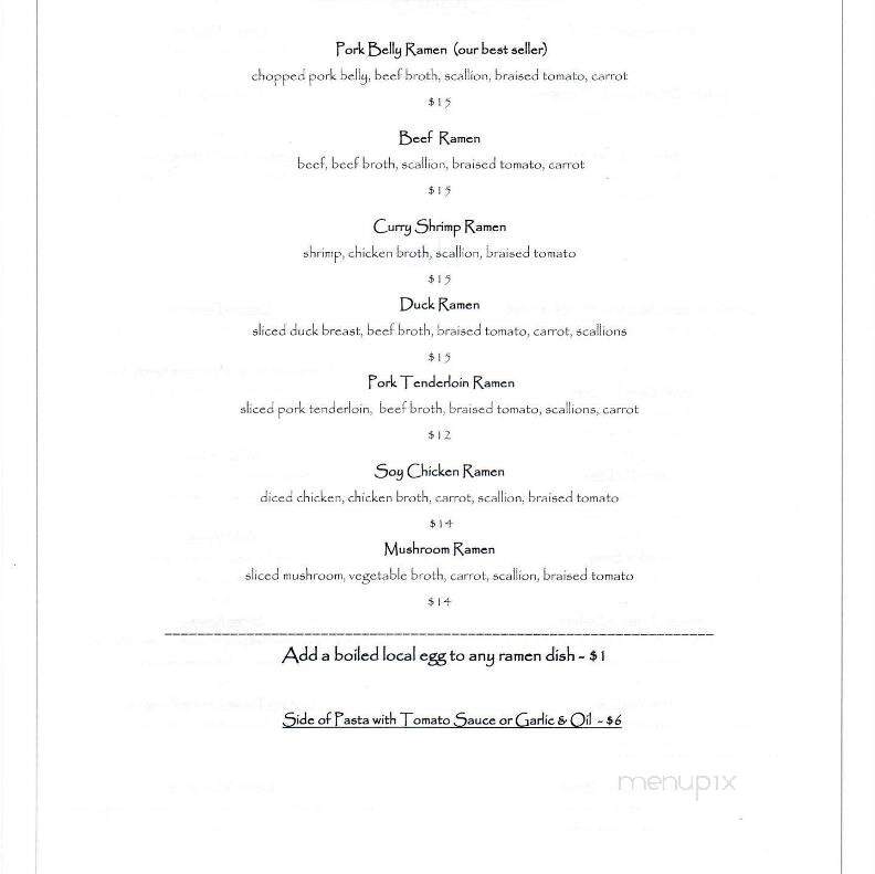 Northern Farmhouse Pasta - Roscoe, NY menu_pic