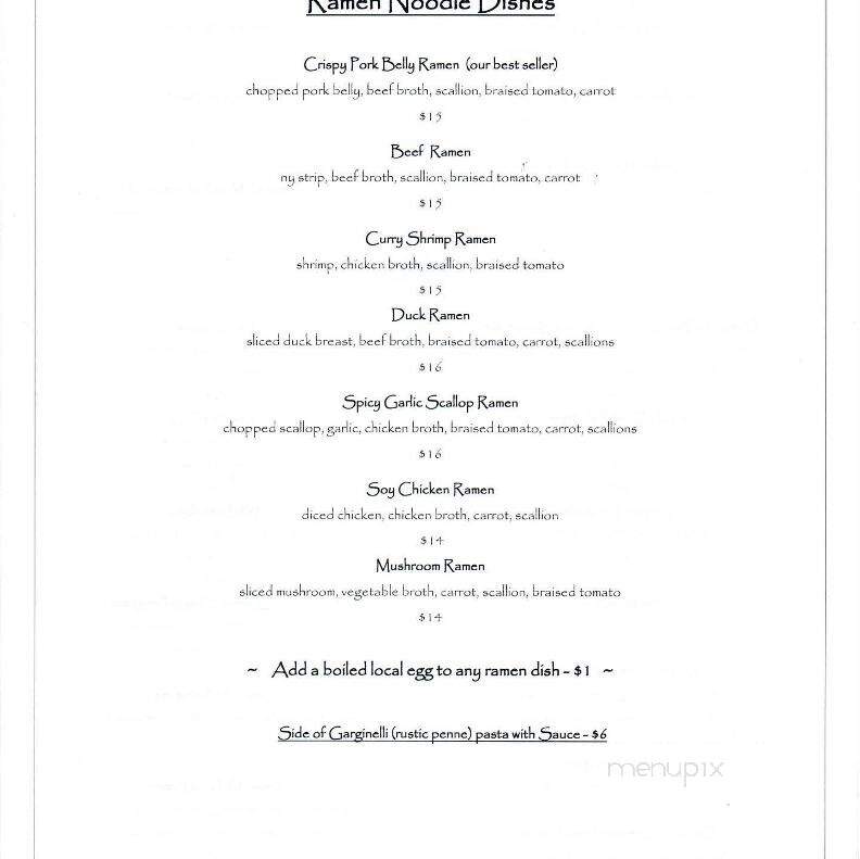 Northern Farmhouse Pasta - Roscoe, NY menu_pic
