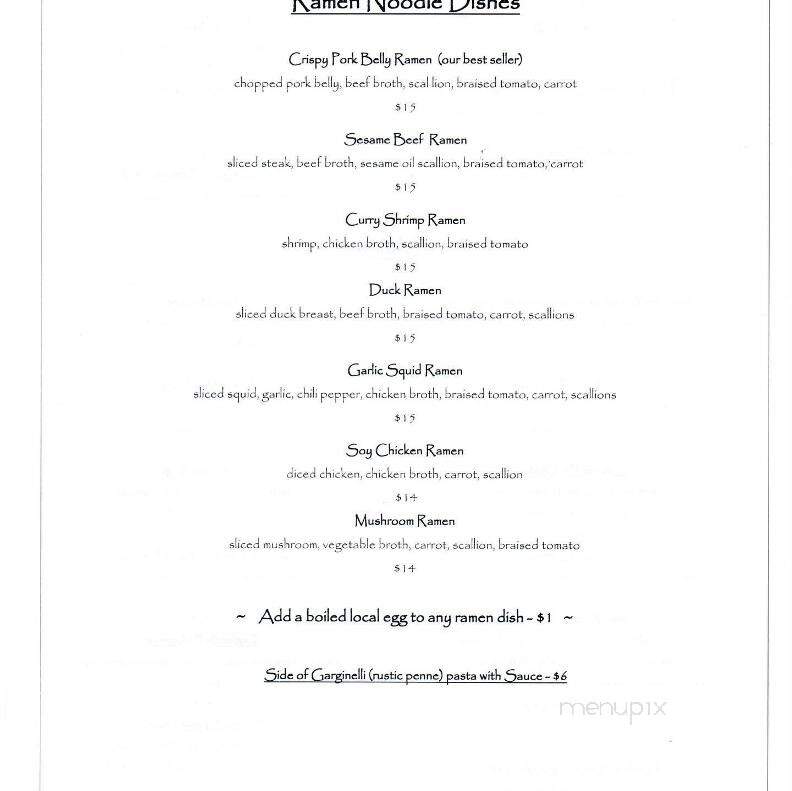 Northern Farmhouse Pasta - Roscoe, NY menu_pic