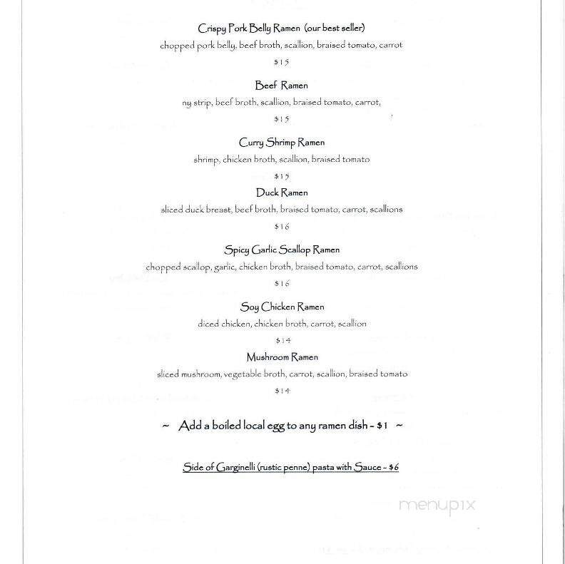 Northern Farmhouse Pasta - Roscoe, NY menu_pic