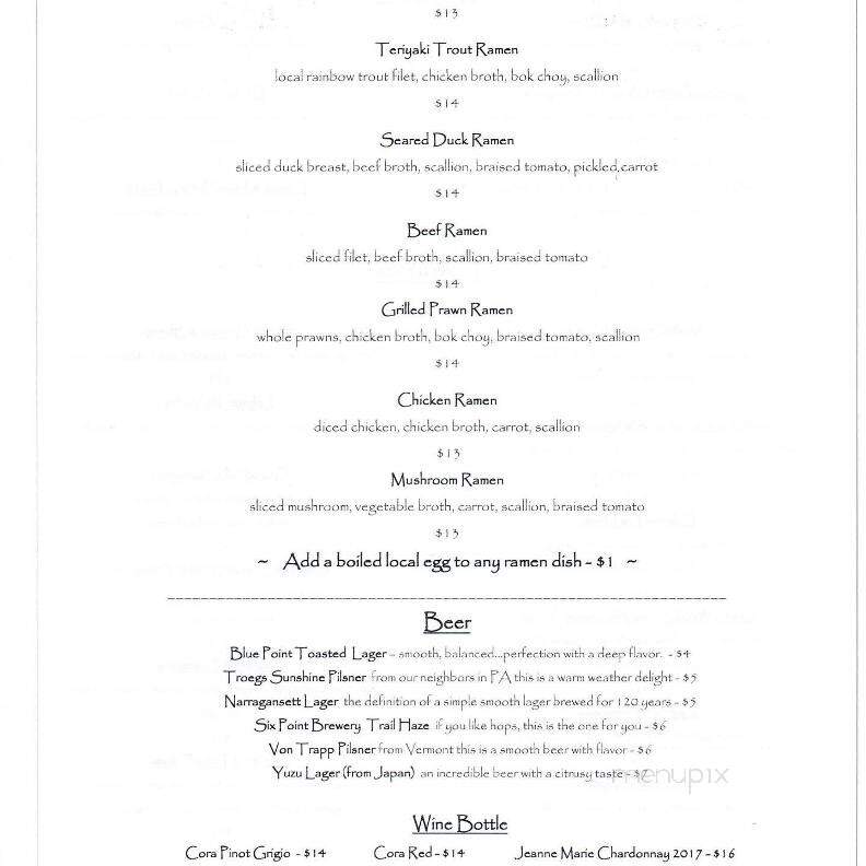 Northern Farmhouse Pasta - Roscoe, NY menu_pic