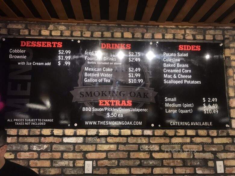 Smoking Oak BBQ - Mercedes, TX menu_pic