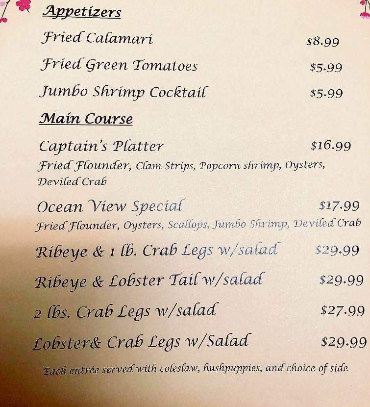 Oceanview Seafood II Restaurant - Cayce, SC menu_pic