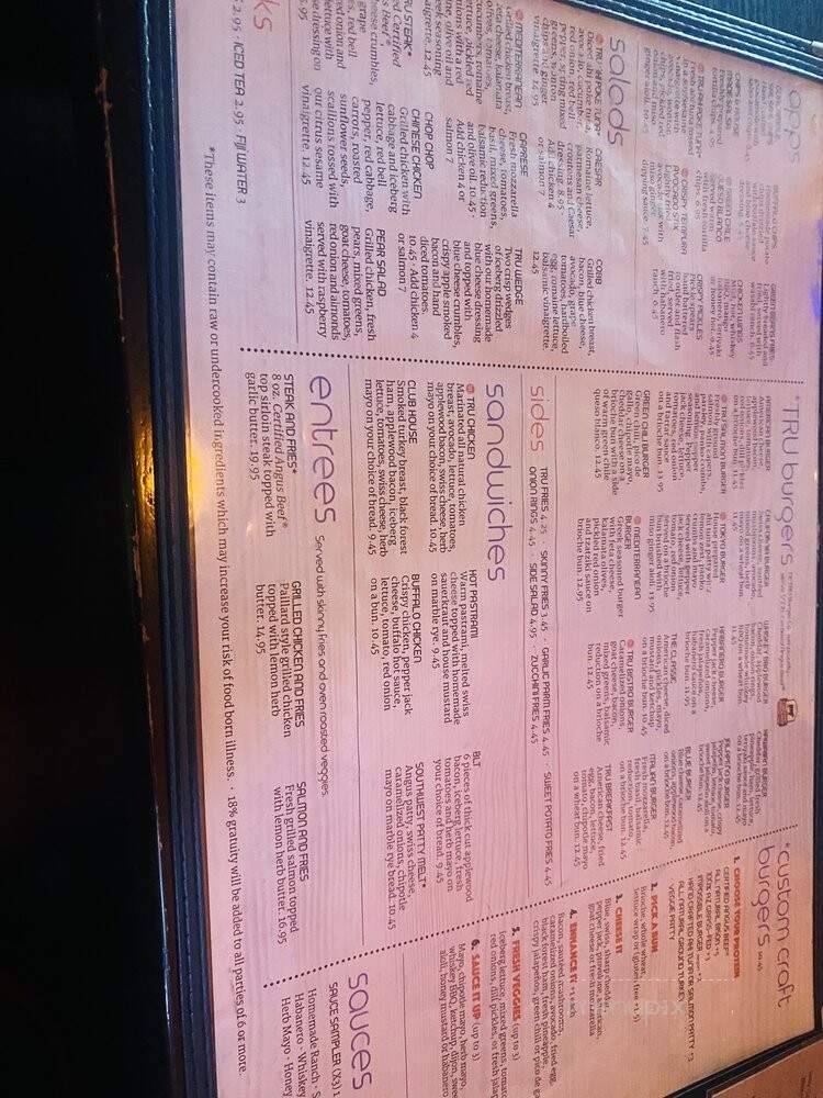 Tru Burger Co - Anthem, AZ menu_pic