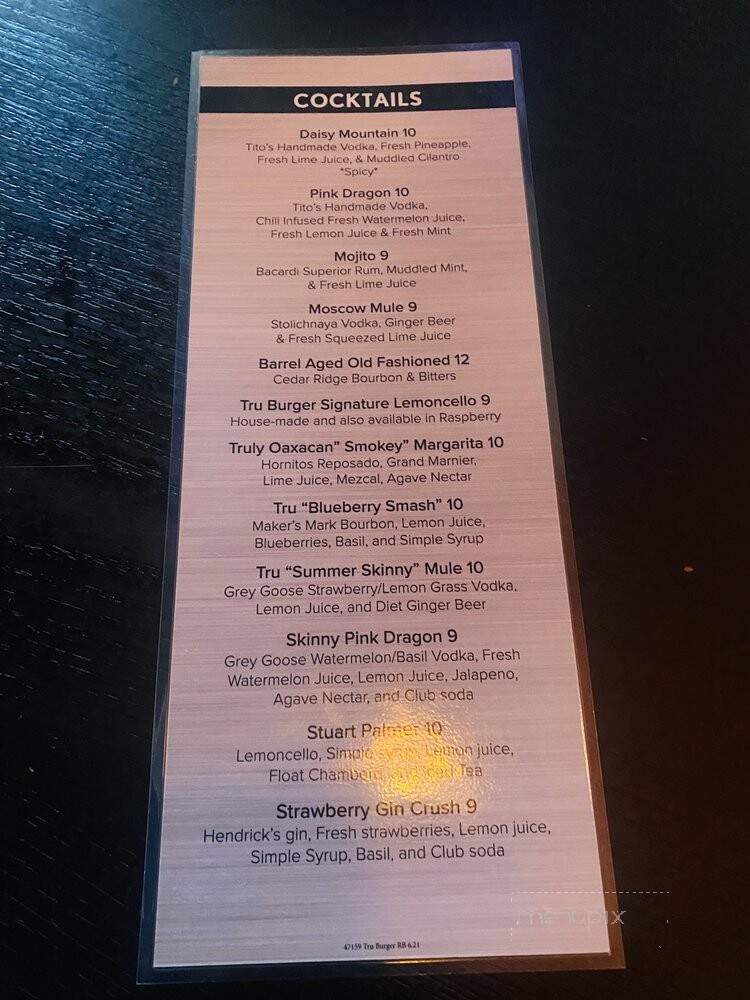 Tru Burger Co - Anthem, AZ menu_pic