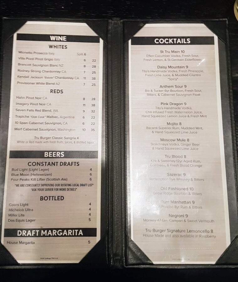 Tru Burger Co - Anthem, AZ menu_pic