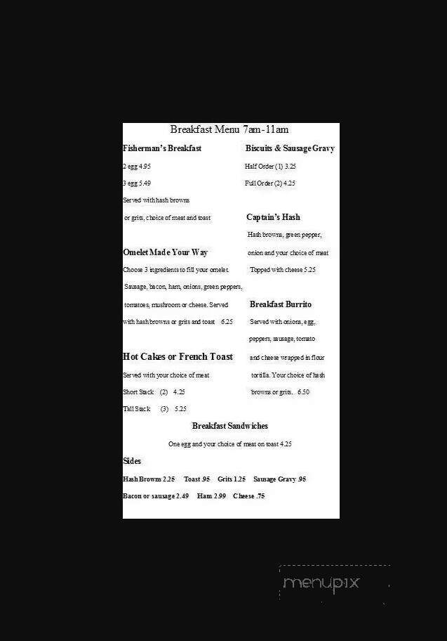 Indian Point Floating Cafe - Branson, MO menu_pic