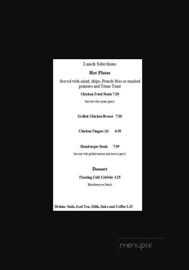 Indian Point Floating Cafe - Branson, MO menu_pic