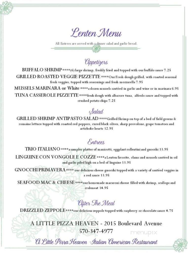 A Little Pizza Heaven - Scranton, PA menu_pic