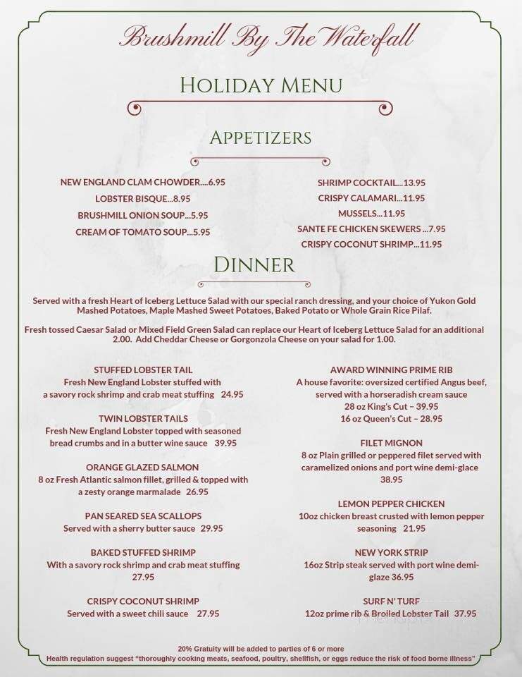 Brushmill by the Waterfall - Chester, CT menu_pic
