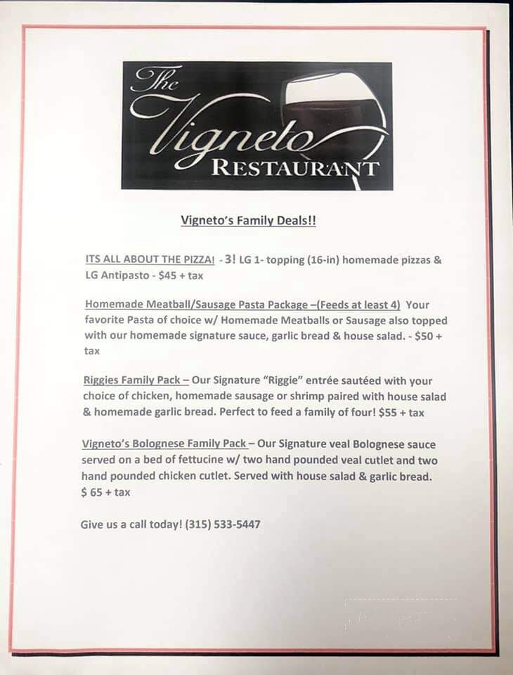 The Vigneto - Rome, NY menu_pic
