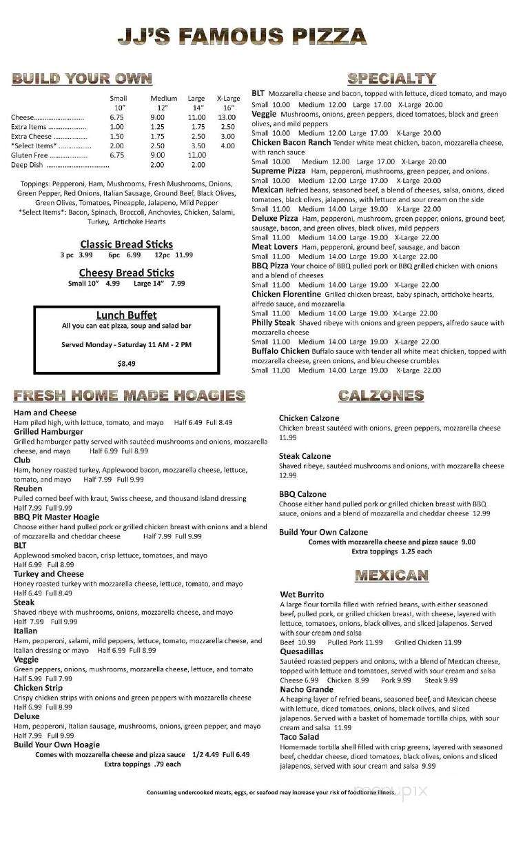 Jj's Steak & Pizza House - Alpena, MI menu_pic